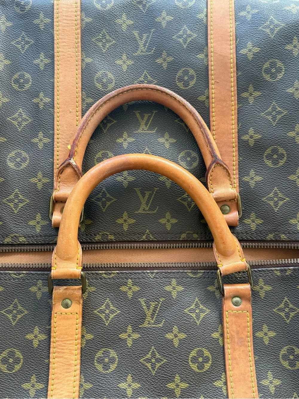 Louis Vuitton Monogram Canvas Duffel with Tan Leather Trim